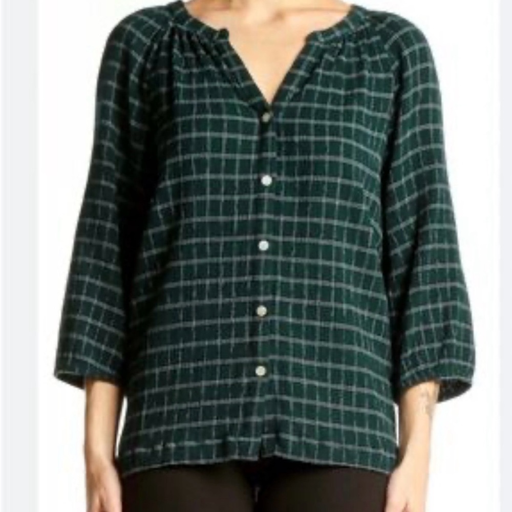J.Jill Green Plain Button Up Blouse Large - Picture 1 of 3